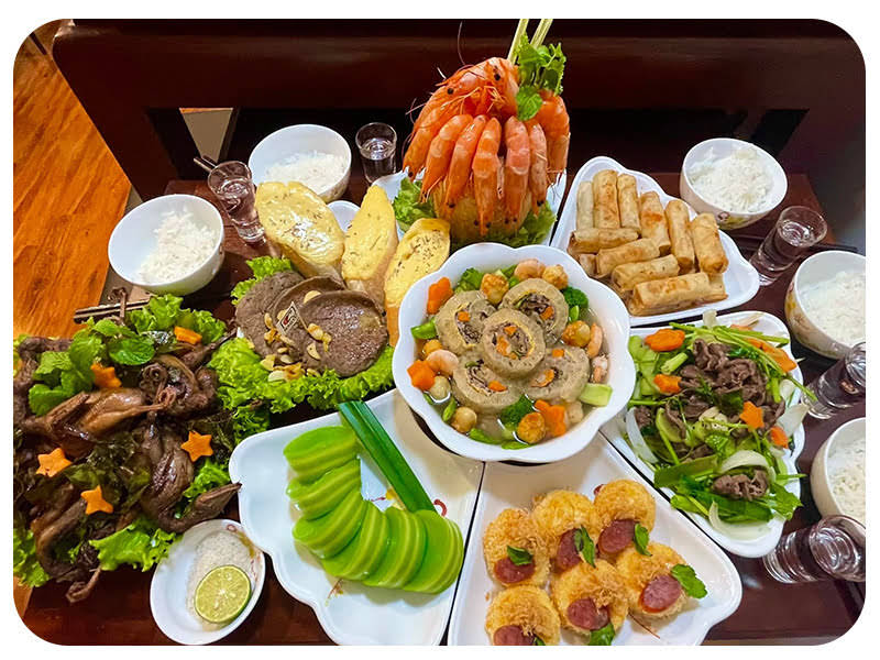 Hình ảnh mâm cỗ của dịch vụ nấu cỗ tại nhà